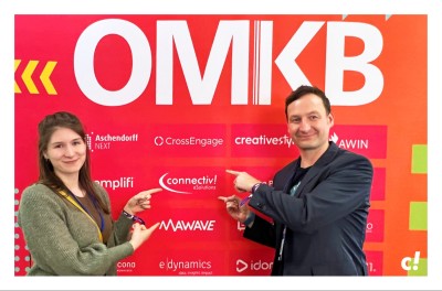 Fotowand auf der OMKB mit connectiv!-Logo und Kolleg*innen Rückblick OMKB 2022
