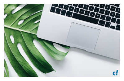 Notebook auf grünem Blatt als Symbol für Nachhaltigkeit Nachhaltigkeit im eCommerce