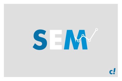Grauer Hintergrund mit der Aufschrift SEM Blogbeitrag Optimierung Ihrer Landingpage Part 3 Suchmaschinen