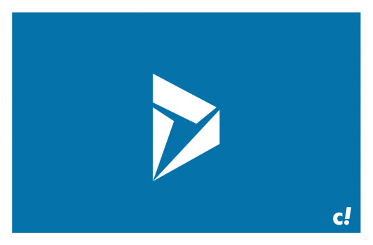 Microsoft Dynamics 365 Logo auf blauem Hintergrund.