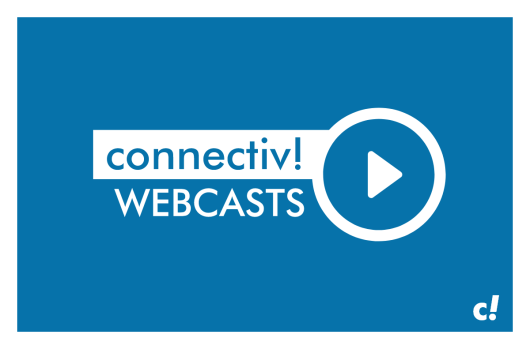 Logo connectiv! Webcasts auf blauem Hintergrund