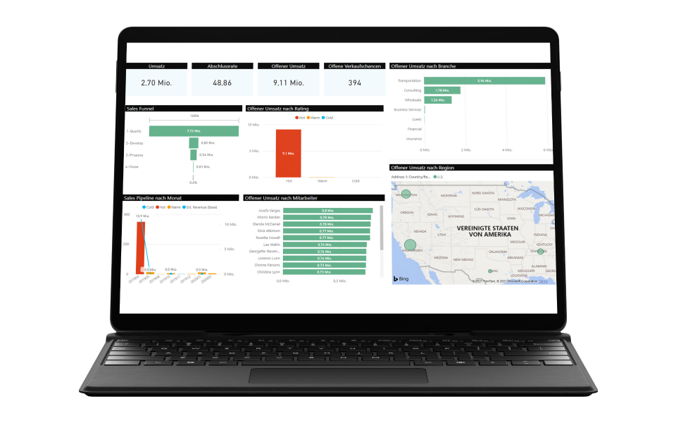 Laptopansicht der Power BI Datenanalyse