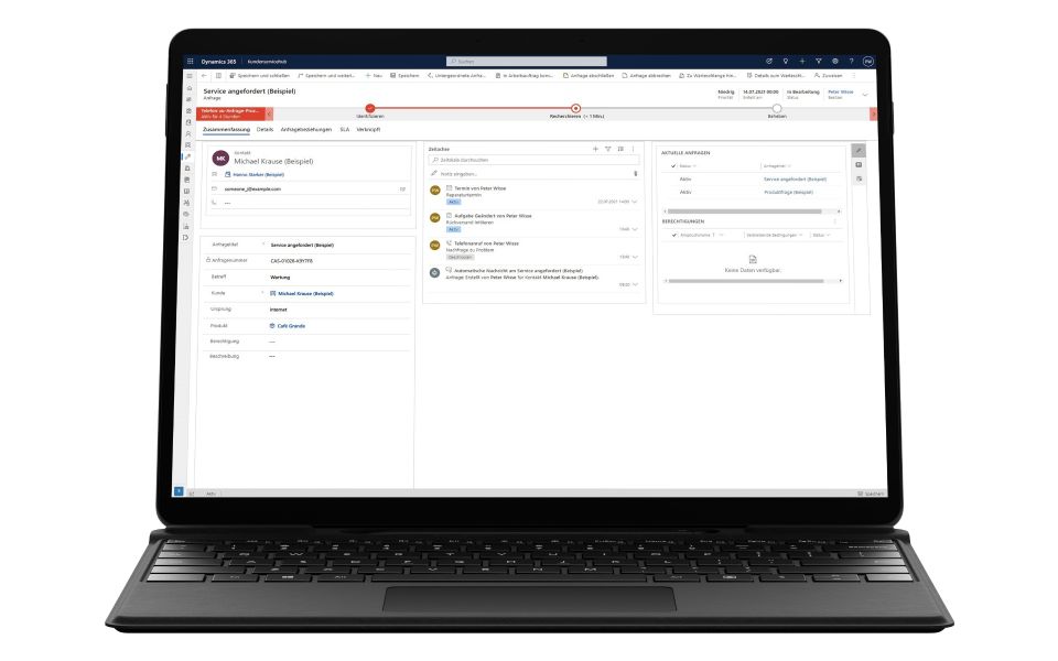 Desktop Ansicht auf eine CRM Oberfläche zum Kundenservice