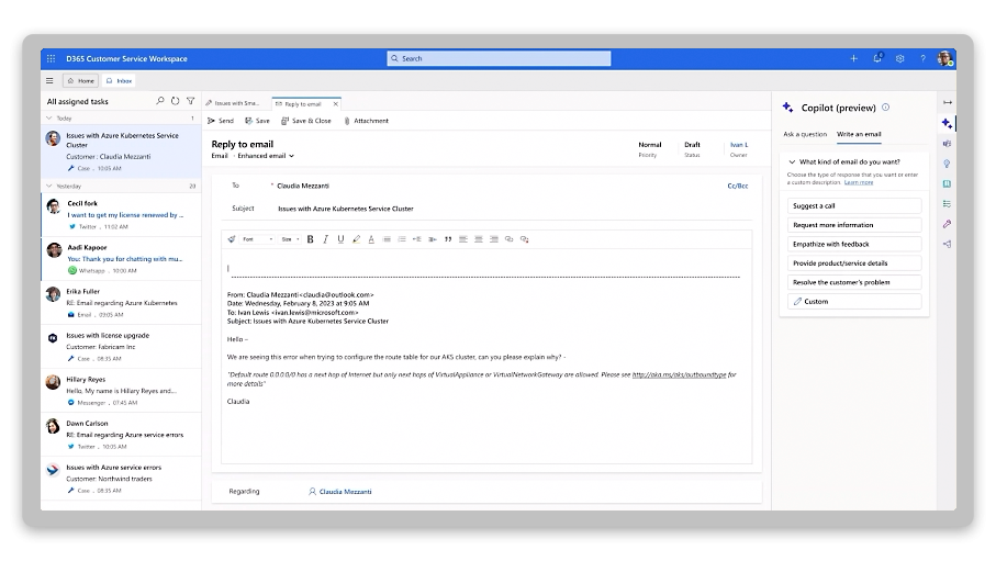 Copilot in Dynamics 365 Customer Service