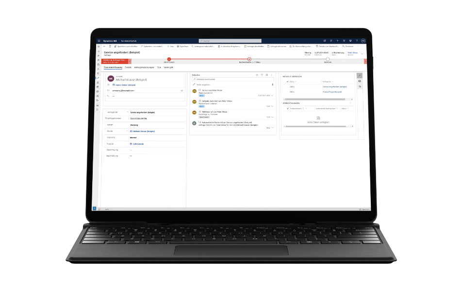 Desktopansicht auf einen Ausschnitt des Customer Service