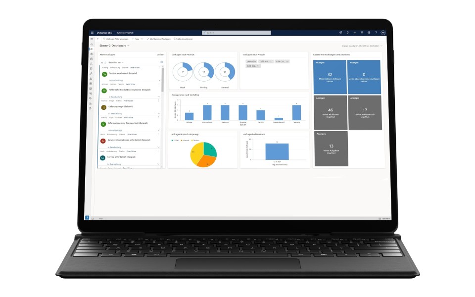 Desktop Ansicht auf eine CRM Oberfläche zum Kundenservice