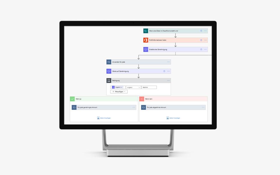 Power Automate: Ansicht der App am Desktop PC