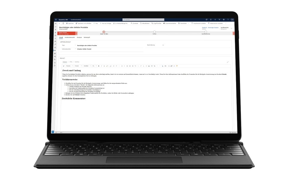 Desktop Ansicht auf eine CRM Oberfläche zum Kundenservice