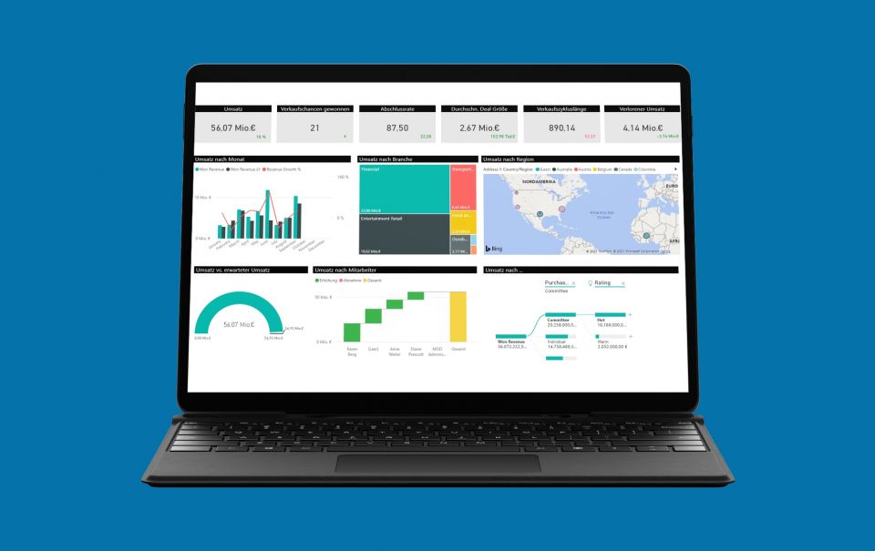 Power BI: Ansicht auf dem Laptop