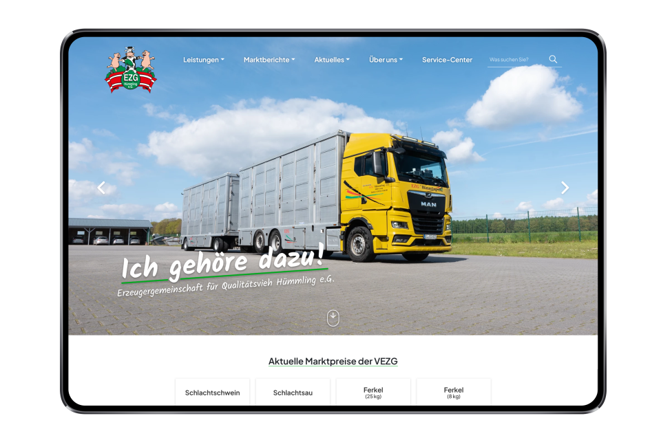 Mockup EZG-Huemmling Startseite