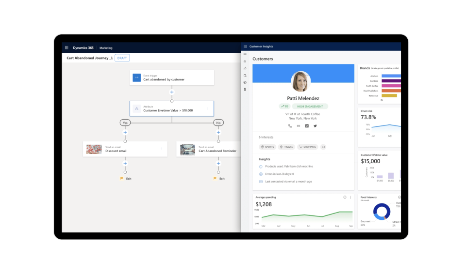 Screen mit Dynamics 365 Marketing + Customer Insights