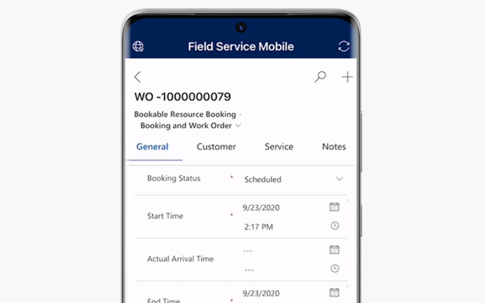 Dynamics 365 Field Service: Ansicht am Smartphone