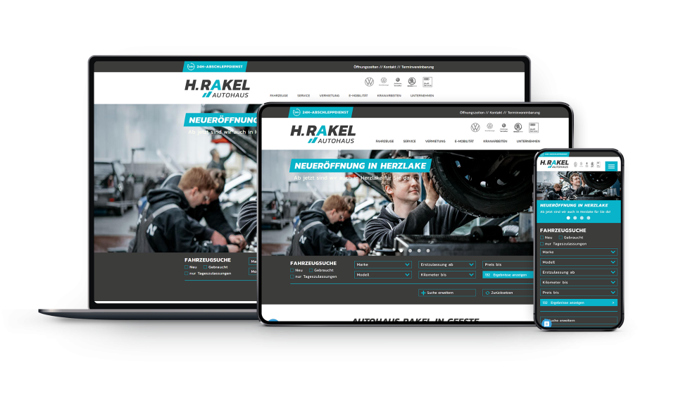 Responsives Webdesign Autohaus Rakel - Mockup transparent