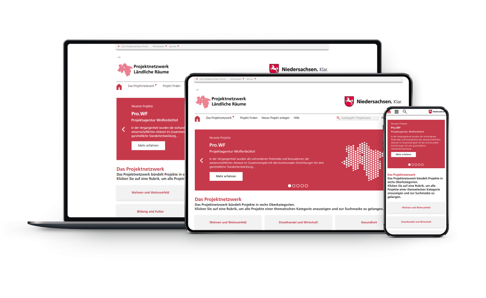 Responsives Webdesign Projektnetzwerk Niedersachsen - Mockup transparent